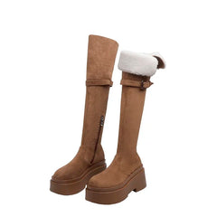 LBSFY  -  New Faux Suede Warm Winter Boots Women Thick Fur Thigh High Snow Boots Platform Over The Knee Boots Ladies Long Shoes