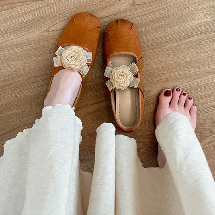LBSFY  -  Genuine Leather French Niche Retro Flower Mary Jane Single Shoes for Women New Ballet Flat Shoes Evening Shoes