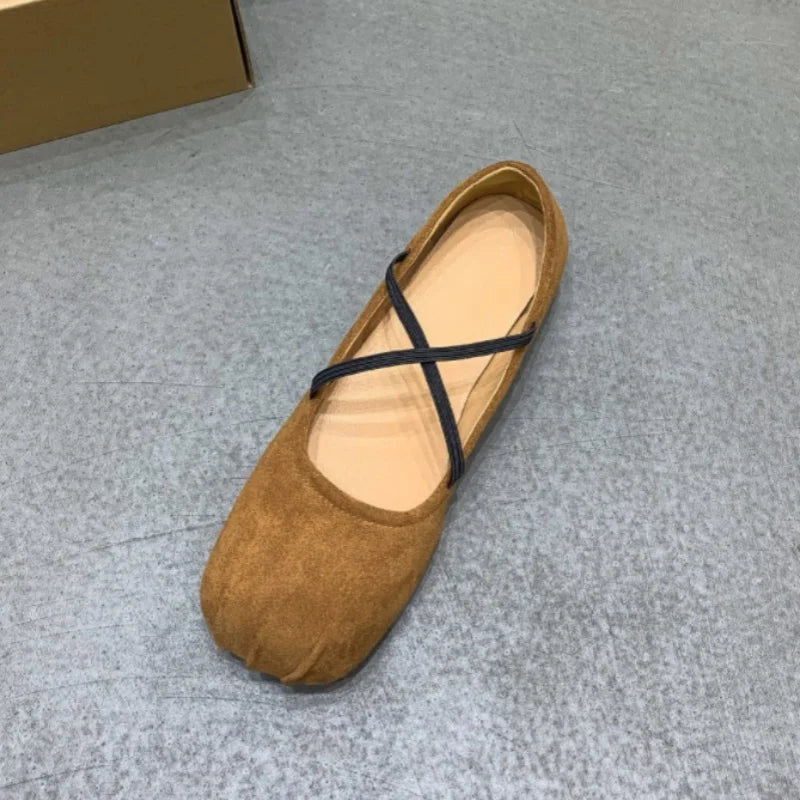 LBSFY  -  New Brand Women Flats Fashion Square Toe Shallow Mary Jane Shoes Soft Casual Ballet Shoes Slingback Shoes