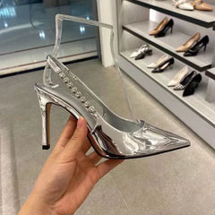 LBSFY  -  New Water Diamond Exquisitely Beautiful Pointed High Heels, Feminine Temperament Celebrity Thin Heel  Baotou Sandals Female