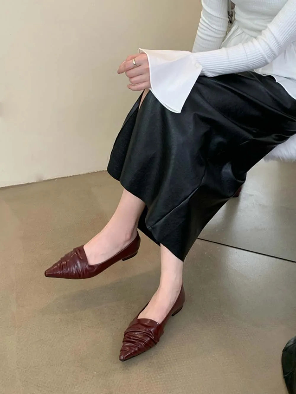 LBSFY  -  Fashion Women Loafers Pointed Toe Shallow Slip On Low Heeled Black Red Silver Gold Party Dress Shoes Woman Mules Size 35-39