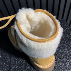 LBSFY  -  Cow Suede Snow Boots Women Lace Up Wool Blend Winter Boots Fashion Warm Ankle Boots Ladies Shoes