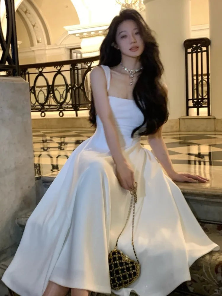 LBSFY -Vintage Elegant Korean Woman Party Midi Dresses 2025 Casual Summer Sleeveless Y2K Evening Birthday Dress A-line Vestidos New