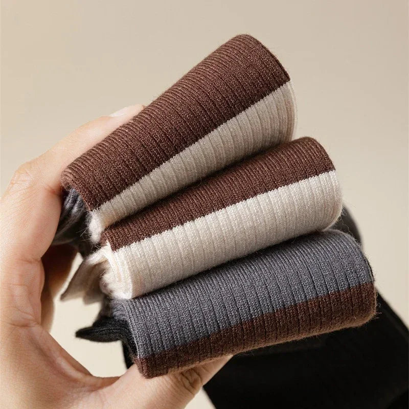 Lbsfy Milk White Women Stockings Long Socks Stockings Winter Women Harajuku Vintage Cotton Knitting Knees Socks Soxs JK Japanese Girls