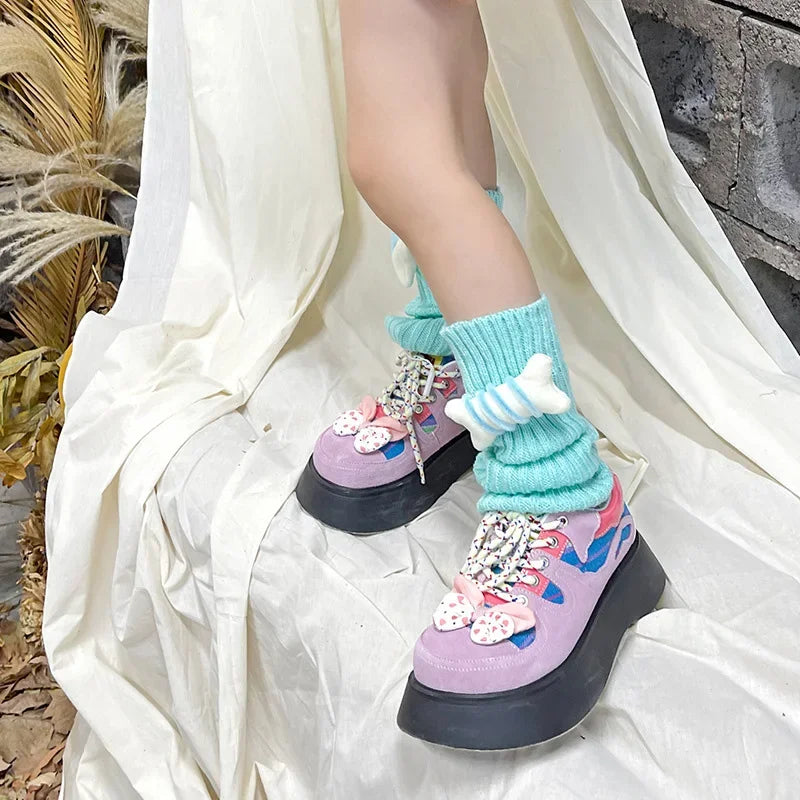 Lbsfy New Lovely Children Korean Lolita Style 27cm Leg Warmers Kids Knitted Warm Foot Cover for Girls Elastic Tube Socks Y2K Gloves