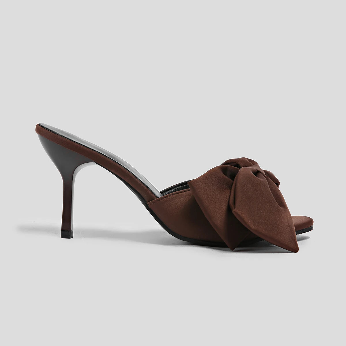 LBSFY -New Arrival Silk Butterfly-knot High heels Women Slippers Square toe Mule Slippers Slides Party Pumps shoes