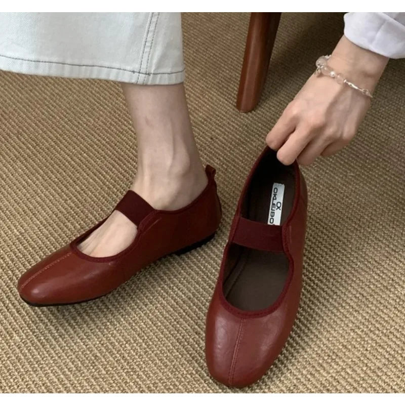 LBSFY -New Fashion Autumn Women Flat Heel Shoes Fashion Round Toe Shallow Slip on Mary Jane Shoes Soft Flat Casual Dress Single Shoes