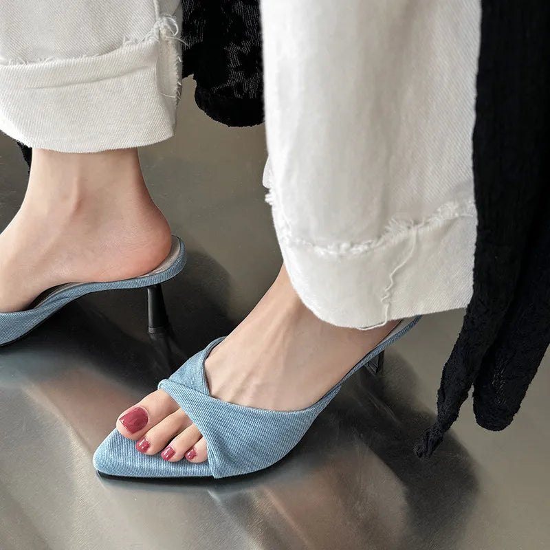 LBSFY  -  Fashion Sandals Women's New High Quality Pointed Open Toe Flipped High Heel Slippers Modern Summer Open Shoes