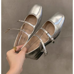 LBSFY -New Women's Mary Jane Shoes for Women Retro Medium Heel Women's Single Fashion Gloss Soft Comfort Ballet Shoes Zapatos Mujer