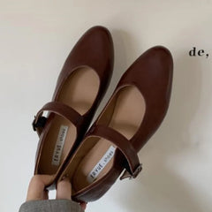 LBSFY  -  Fashion Women Flats Brand Design Square Toe Women Ballet Shoes Casual Buckle Strap Female Dress Shoes Low Heels Mu