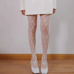 Lbsfy Purple Flowers Fishnet Pantyhose Ladies Lace Sexy Hollow Out Stockings Summer Spring Floral Argyle Fashion Tights Mesh Legging