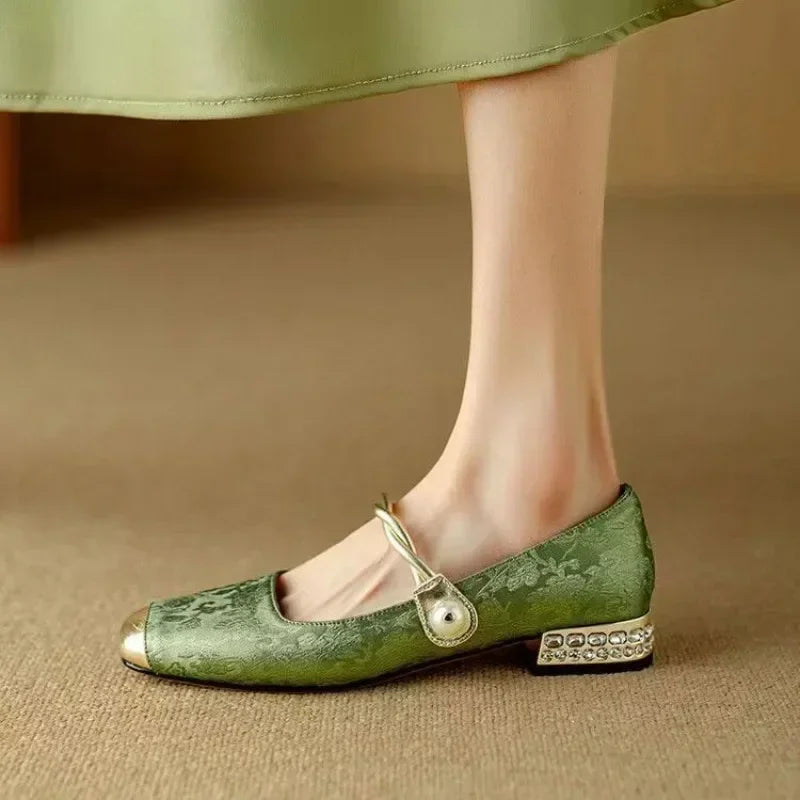 LBSFY -Shoes Female Fashion Square Toe Women's Pumps Autumn Shallow Mixed Colors Outdoor Casual Chunky Heels Office Ladies Shoes
