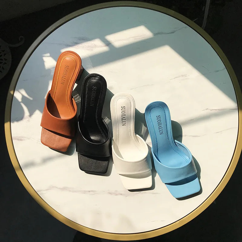 LBSFY -Women Brand Slippers Summer Low Heel Leisure Sandal Casual Outdoor Beach Flip Flop Open Toe Flat  Female Slides