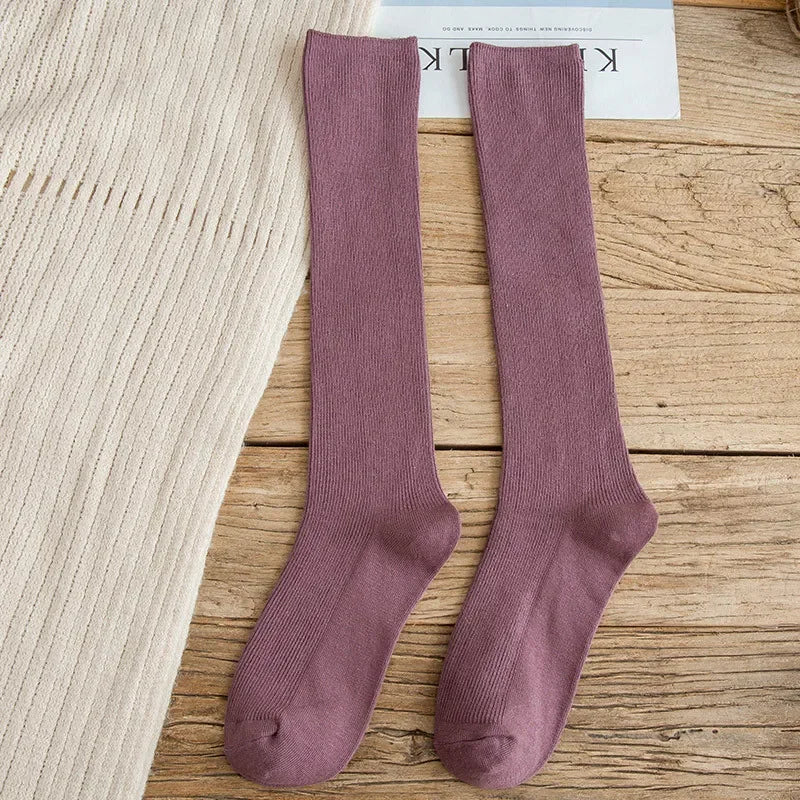 Lbsfy 10 Colors Autumn Women's Socks Cotton Winter Long Socks Harajuku Female Trick Warm Solid Color Sock Casual Ladies Sox