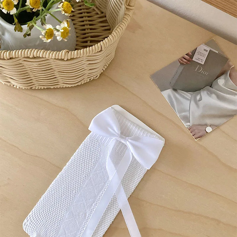 Lbsfy Women's Socks Spring Summer Lolita Socks Thin Calf Sock Sun Tie Sweet Girly Bow Fairy Stockings Bow Stud Sock Lace Sock Fashion