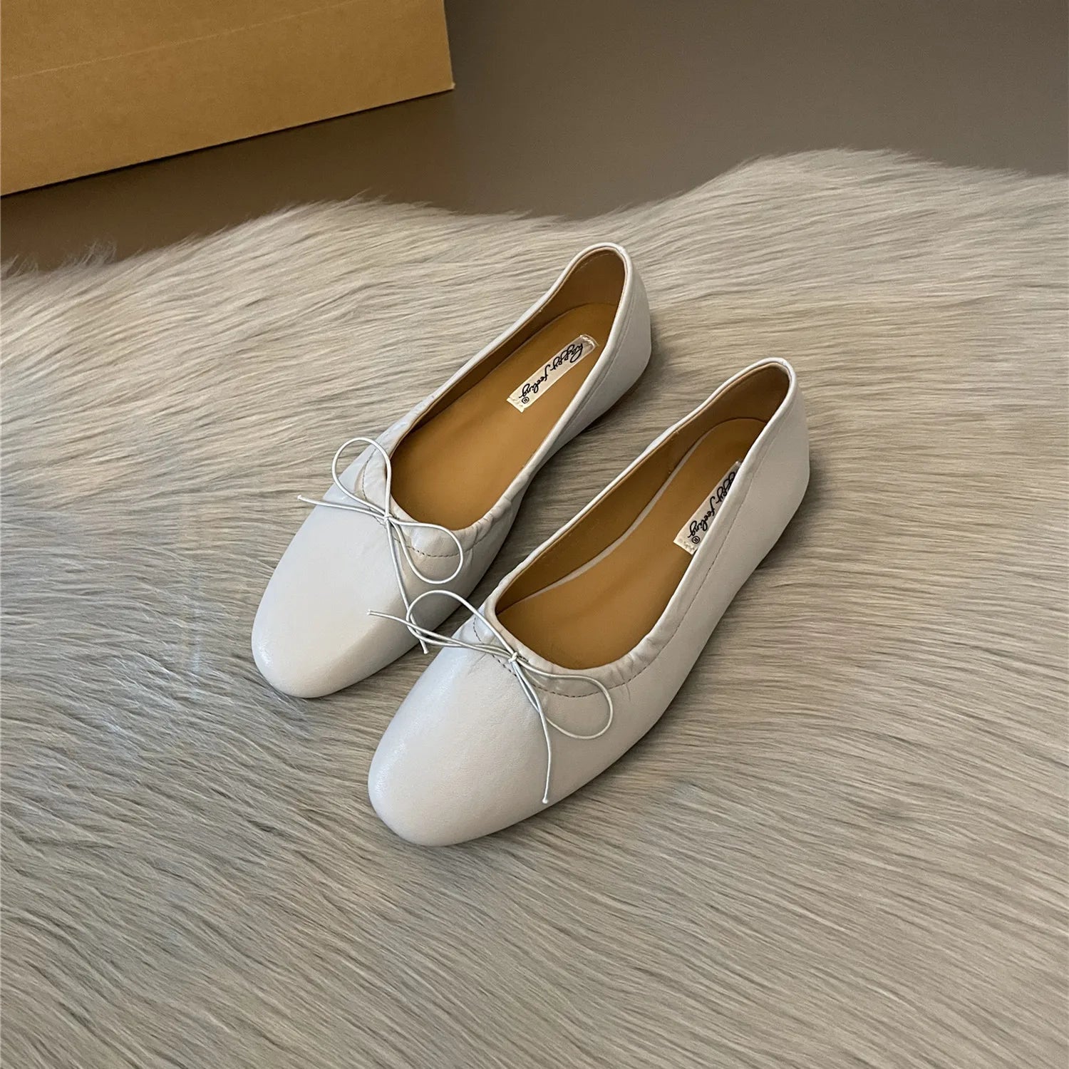 LBSFY -Fashion Bow Tie Flats Ballet Shoes Women Female Ballet Round Toe Shallow Cut Ballerina Soft Moccasin Dress Shoes Zapato