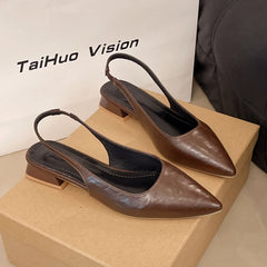 LBSFY -Luxury Elegant Fashion Patent Leather Pointed Toe Women Pumps Elegant Low Heels Sandals Casual Dress Street Style Shoes