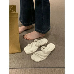 LBSFY -French Style Low Heel Sandals Women's Outdoor Wearable Slippers Exposed Toe Thin Strap Gentle Evening Breeze Slippers