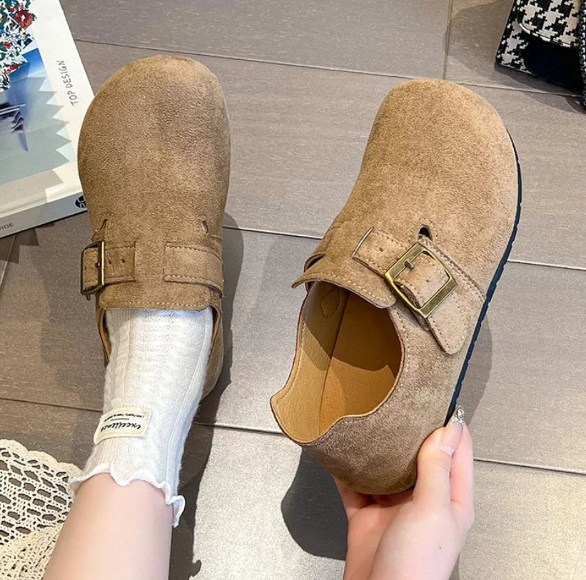 LBSFY -New Clogs Women Fashion Cork Suede Casual Shoes Classic Cork Antislip for Outdoor Women's Loafers with Arch Support Ballerinas