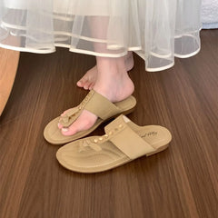 LBSFY  -  New Summer Fashion Suede Round Head Clip Finger Sexy Casual Shallow Mouth Simple Large Heel Beach Sandals