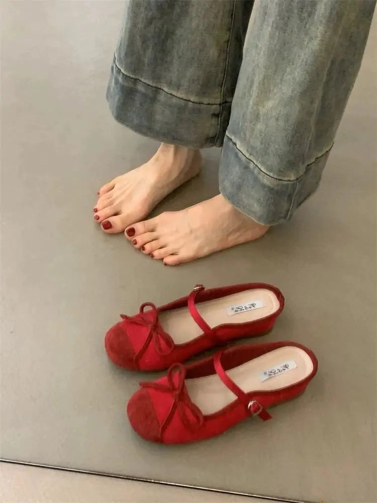 LBSFY -Women's Bow Toe Half Slippers Summer Non-Slip Inner Heightening Mary Jane Shoes for Women Soft Soled Breathable Sandals Slippers
