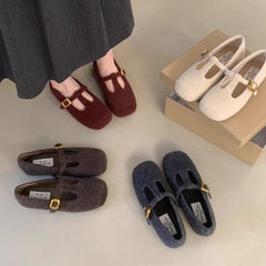 LBSFY -New Style Fashion Women's Flats Round Toe Slip On Ladies Elegant Mary Jane Shoes Soft Flat Heel Outdoor Dress Ballerin Shoes
