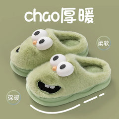 LBSFY -Male Home Casual Cotton Shoes Funny Cartoon Winter Soft Sole Mens Indoor Floor Non-slip Platform Slides Warm Plush Slippers
