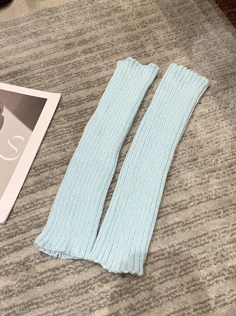 Lbsfy A Pair Of knitted JK Socks For Women White Black Pink Blue Kawaii Long Calf Socks Leg Covers Autumn And winter Warm Lolita Socks