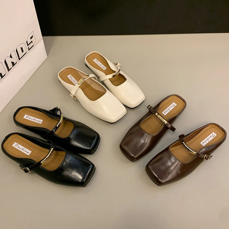 LBSFY -Summers New Style Women Cover Toe Mules Slippers Fashion Shallow Slip on Slide Ladies Women's Elegant Dress Shoes Zapatos Mujer