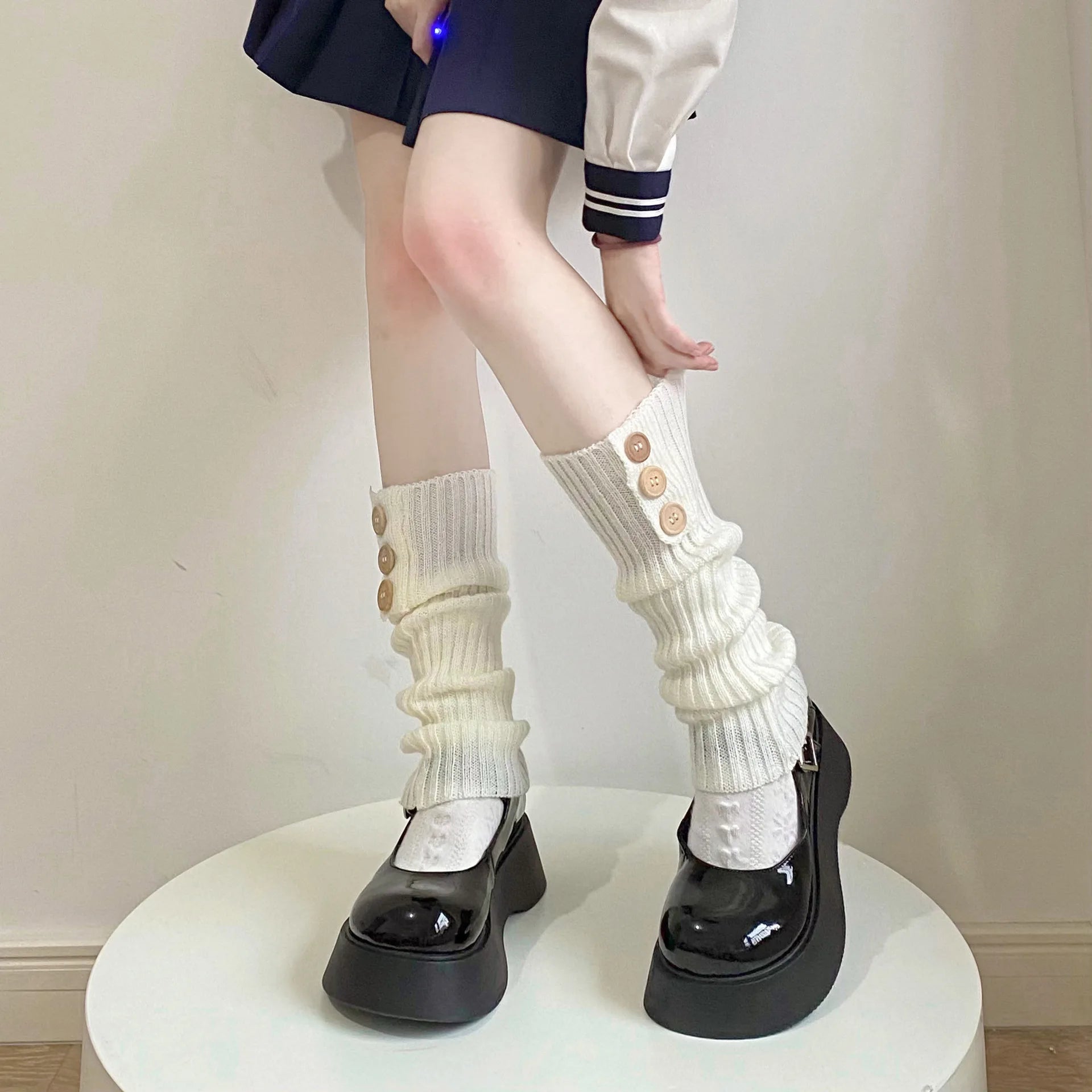 Lbsfy Socks Woman Autumn and Winter Leg Warmer Wide Legs Black White Lolita Socks for Women Stripe