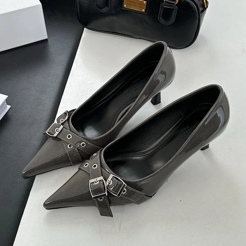 Lbsfy Belt Buckle Design High Heels Women Brand Women Shoes Shallow Classics Elegant Dress Shoes Fashion Pointed Toe Pumps Women