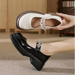 LBSFY  -  Size 33-43 Thick Bottom Mary Jane Patent Leather Shoes Women 5cm Low Heels Shoes