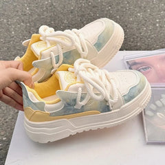 LBSFY  -  Designer Platform Sneakers for Women  Fashion Casual White Spring Autumn Board Shoes Female Pink Lace Sports Zapatillas Mujer