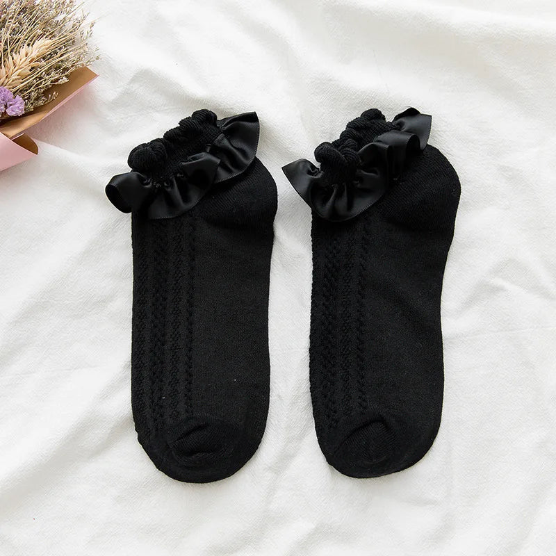Lbsfy Socks Women Female Cute Kawaii Japanese Spring Summer Cute Kawaii Sweet Style Lolita Thin White black Lace Sock Girls Gift Sox