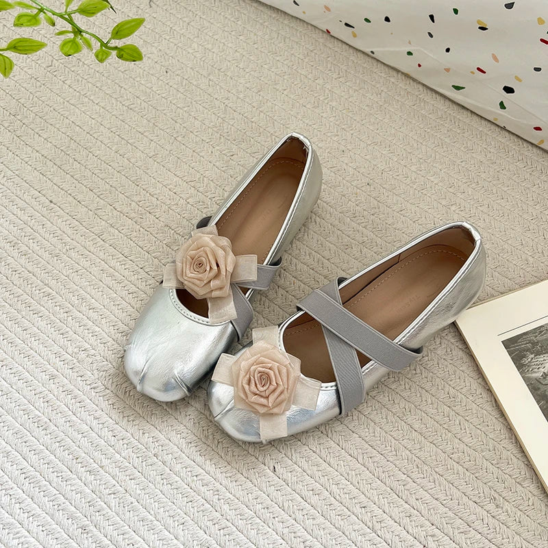 LBSFY -Spring Flower Women Flats Shoes Round Toe Ladies Casual Ballet Style Shoes Eelgant Leather Shoes