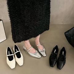 LBSFY -Luxury Designer Women Mary Jane Flat Shoes Fashion Shallow Buckle 2024 Ladies Comfort Soft Sole Flat Heel Ballerina Shoes