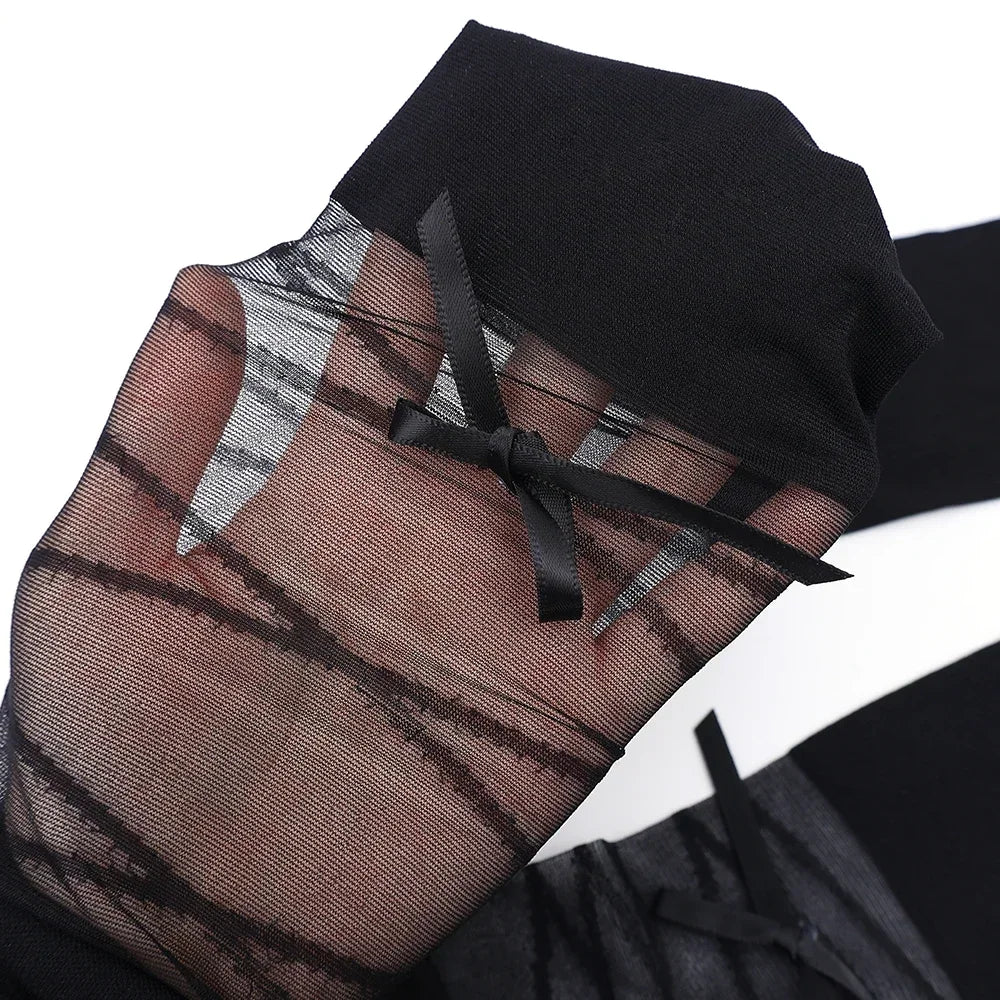 Lbsfy Sexy Strap Bow Stitching Stockings Japanese Thin Section White Stockings Women Fake Thigh Socks Female Jk Black Fake Pantyhose