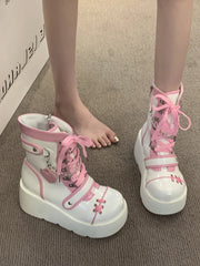 LBSFY  -  Fashion Thick Sole Lolita Shoes  New Women's Cute Matsutake Knight Boots Sweet Cool Style Girls' Fashion Color Matching Boot