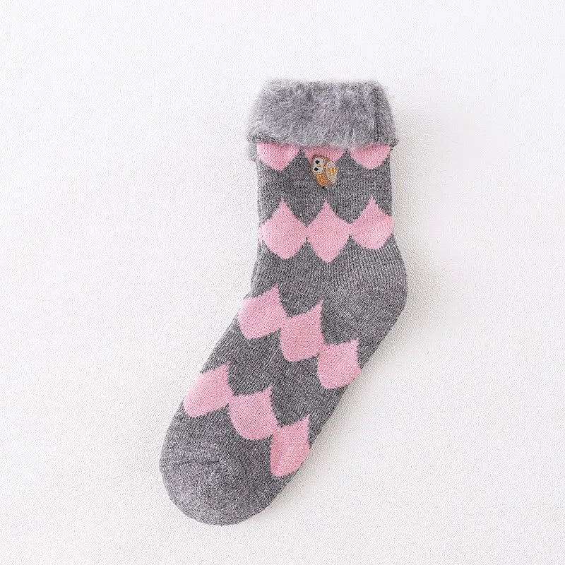 Lbsfy Thicken Warm Wool Classic Solid Colors Rib Socks Women High Quality Loose Crew Fashion Japanese Korea Sock Winter