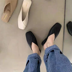 LBSFY -Sandals Female Slippers Women Fashion Flat Casual Mules Square Toe Sandals Women Flat Outdoor Walking Slides Zapatillas