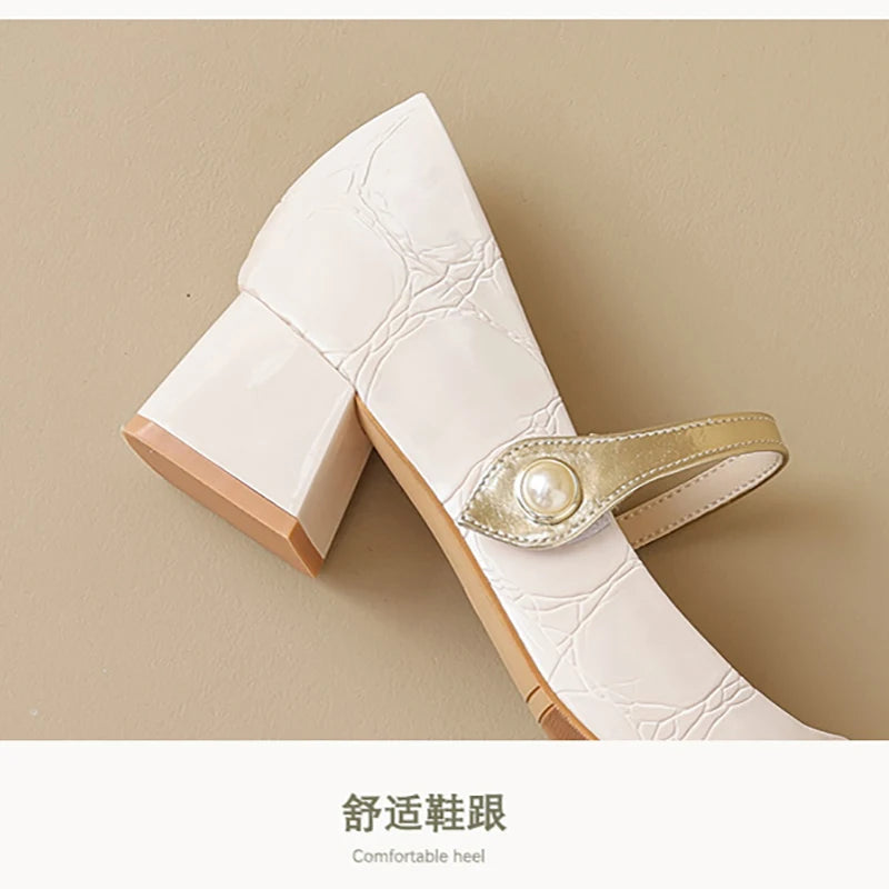 LBSFY -Summer women's high heels Korean style Mary Jane Ladies hollow casual shoes Work and party wear Large size 41-43