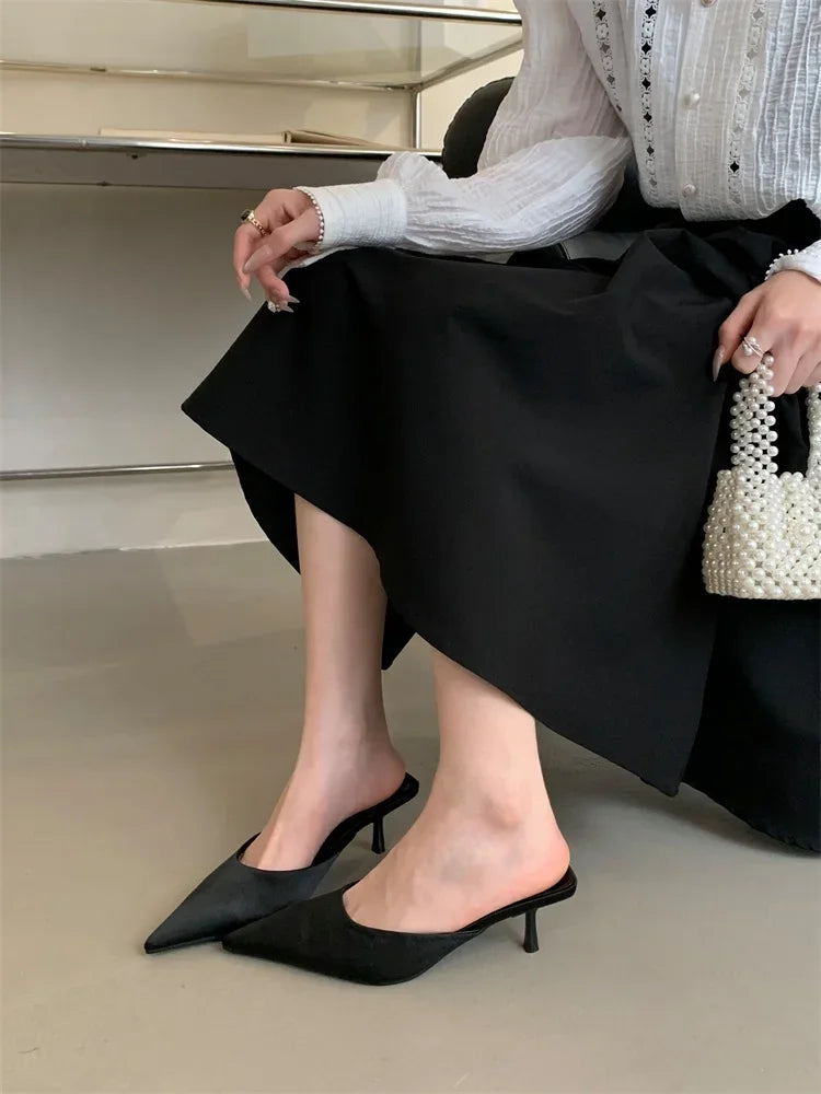 LBSFY -Spring New Leopard Print Women Slipper Pointed Toe Thin Low Heel Sandal Ladies Mules Shoes Zapatos Mujer
