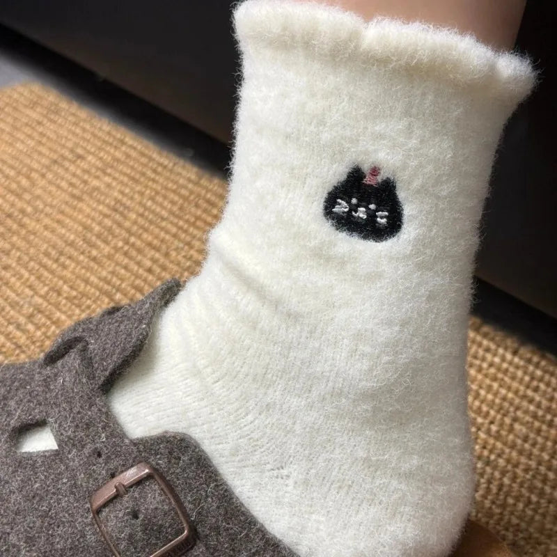 Lbsfy 1/3pairs Cute Mink Fleece Soft Socks for Women Winter Warm Thicken Coral Plush Socks Thermal Snow Home Sleep Floor Kawaii Sock