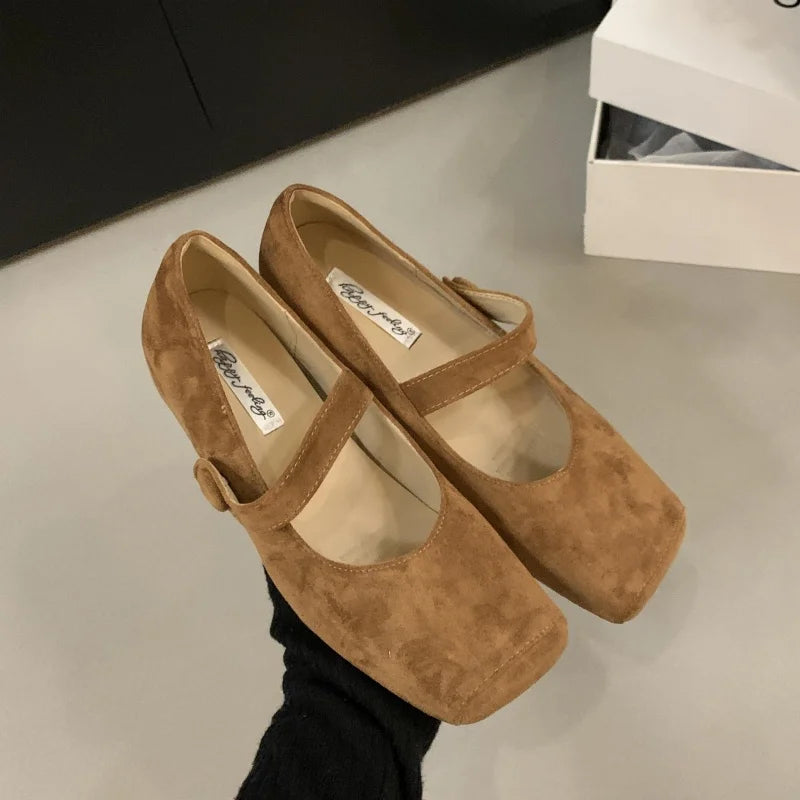 LBSFY  -Spring Brand Women Flats  Soft Leather Eelgant Dress Shoes Square Toe Shallow Slip On Ladies Casual Ballet Shoes