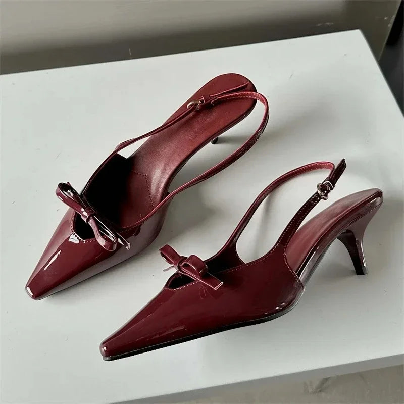 LBSFY -Fashion Slingbacks Pointed Toe Woman Pumps Sandals Elegant Wedding Party Buckle Strap Thin Heels Female Shoes