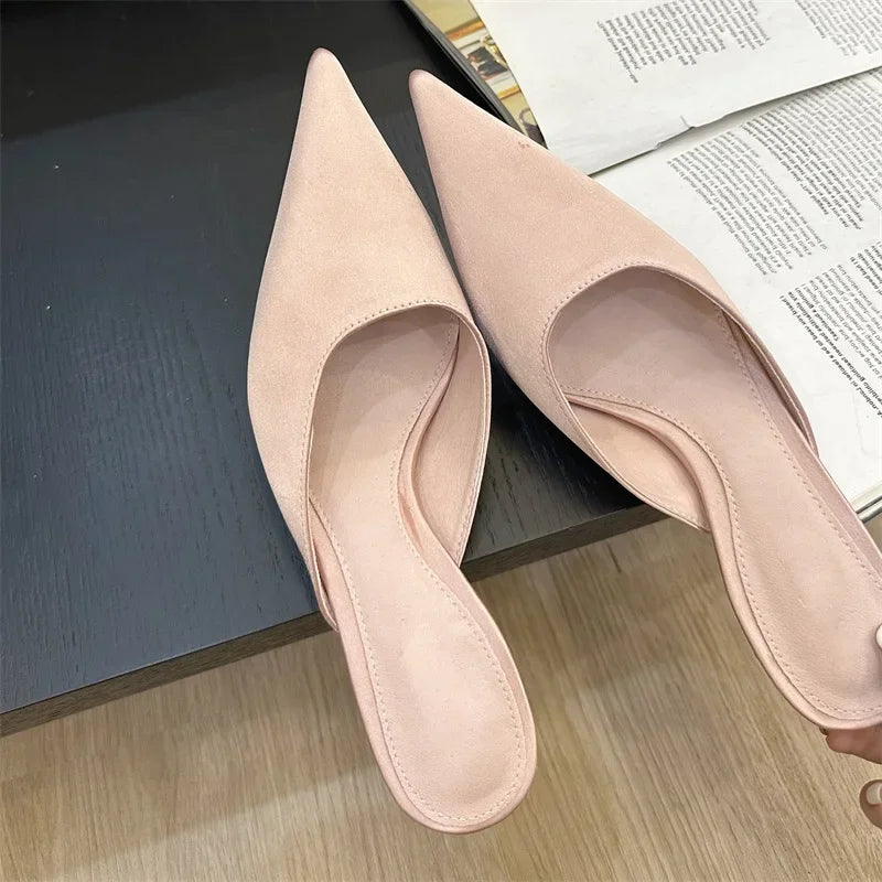 LBSFY -Fashion Concise Pointed Toe Women Slippers Thin Low Heels Casual Party Pumps Summer Slide Mules Shoes