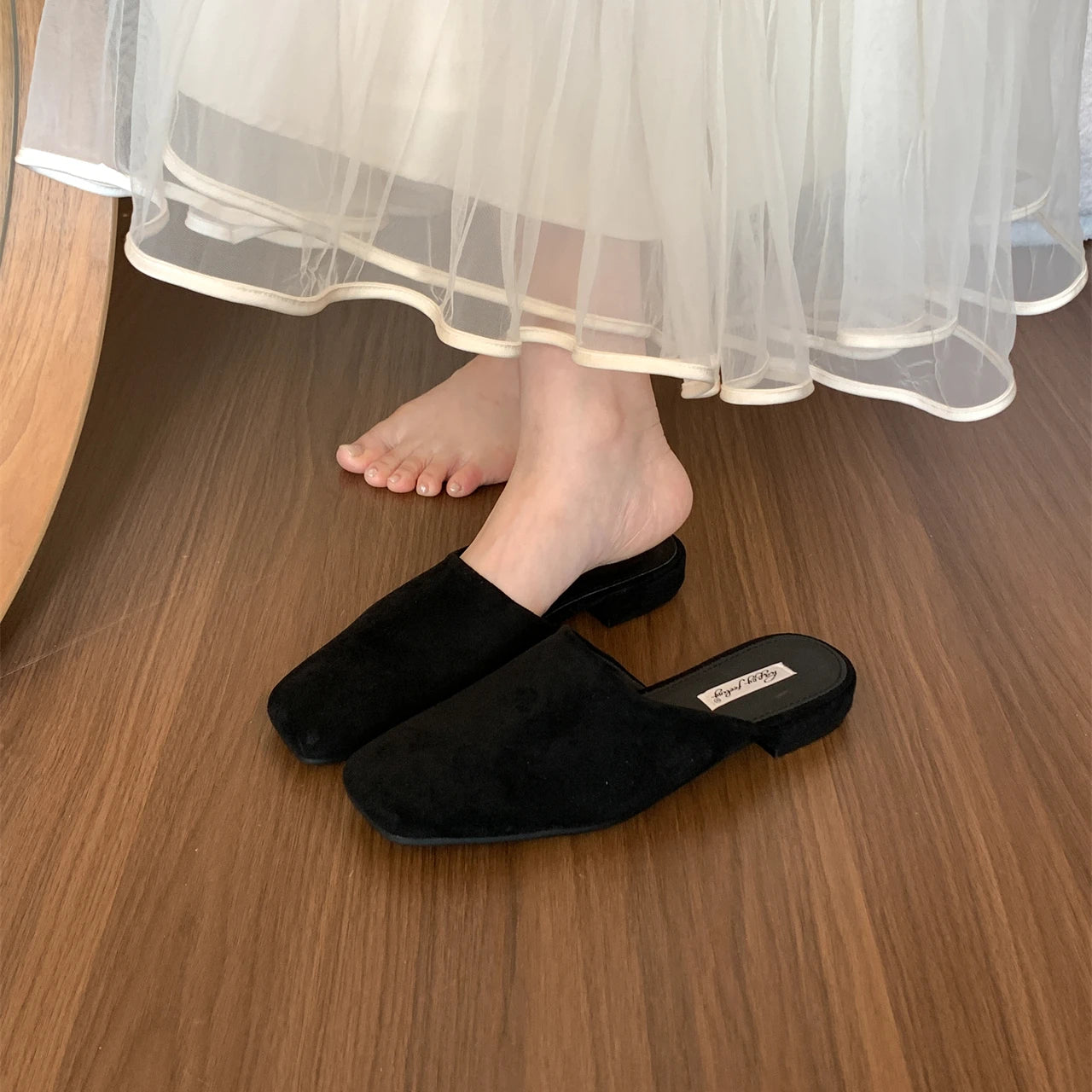 LBSFY -Brand Women Slippers Square-toed Muller Shoes Lady Luxury Low Heel Outdoor Slippers Summer Fashion All-Match Slides