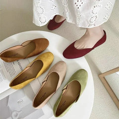 LBSFY -Women Suede Loafers Flat Heel Shallow Female Shoes Spring Summer Square Toe Basic Concise Women Loafers Casual Slip on Boat