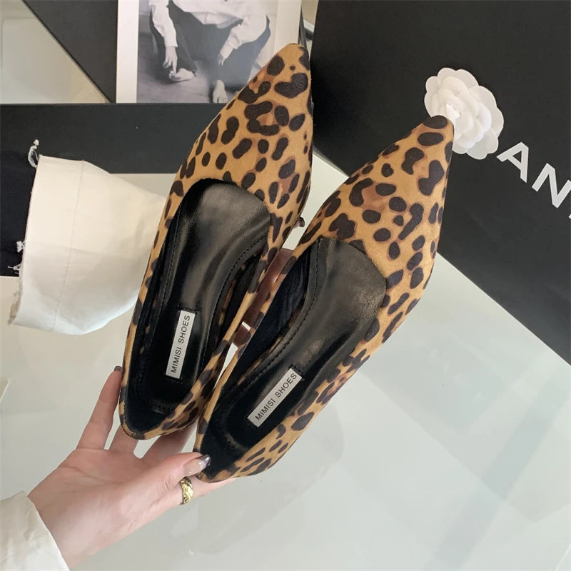 LBSFY -Female Shallow Flats Shoes Women Slip On Casual Loafer Flat Pointed Toe Ballerina Brand Leopard Pattern Autumn Mujer
