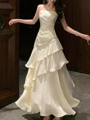 LBSFY -Women's Ruffles Elegant Sexy Mermaid Dresses French Princess Slim Fit Zipper Party Long Dress 2025 New Fashion Prom Evening Robe
